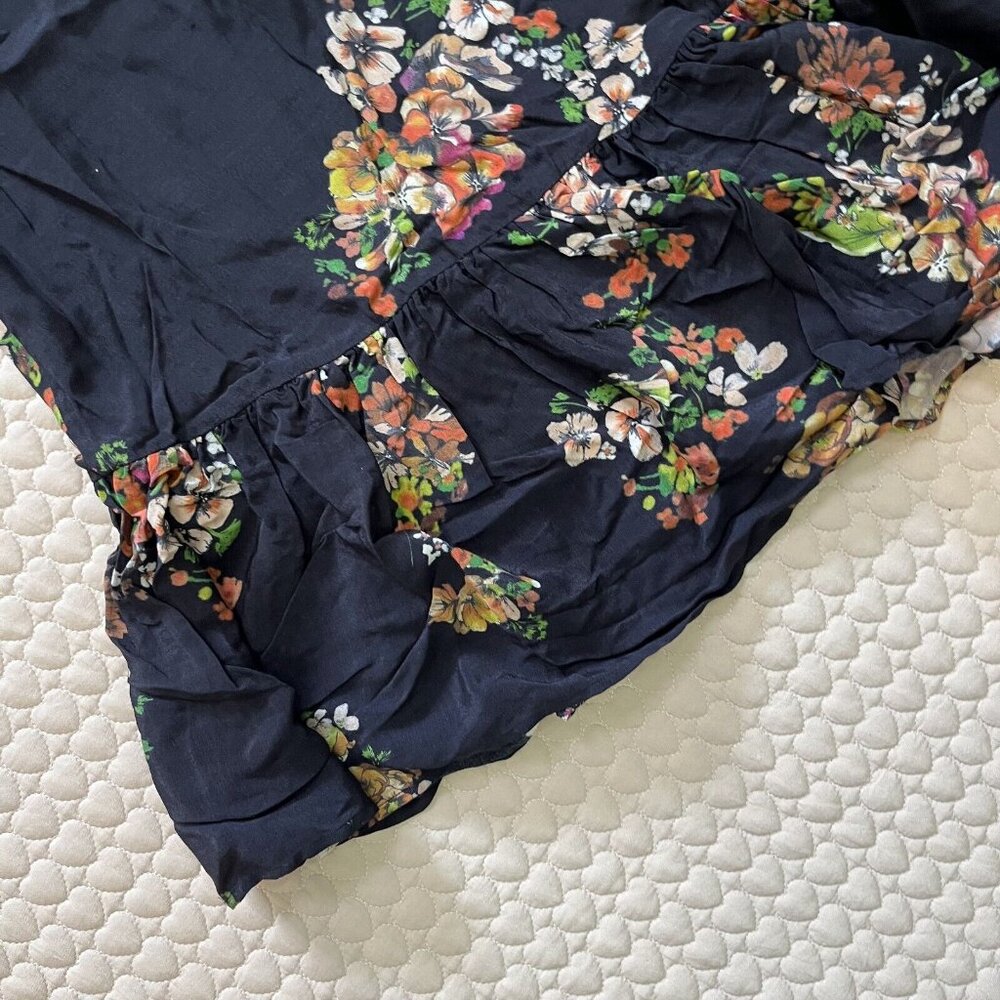 NWT JIGSAW Black Floral Blouse Ruffle Sleeveless Tank Top Size 6 - Picture 4 of 8